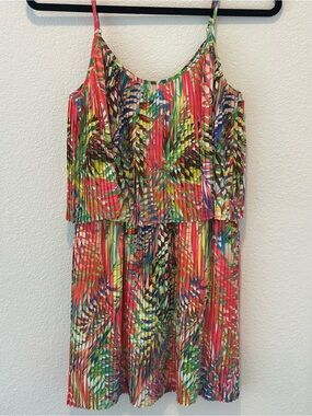 Parker Multicolor Pleated Spaghetti-Strap Dress